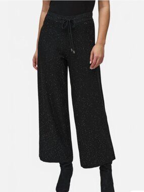 NWT! Joseph Ribkoff Sequined Sweater Knit Culotte Pants in Black Size Large